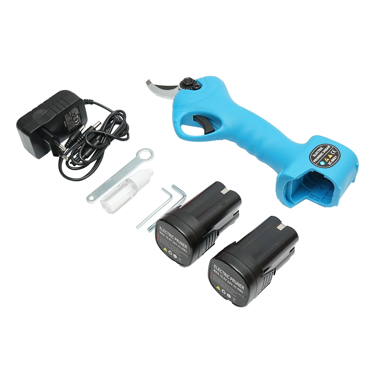 850W electric garden shears with 2 Li-ion 16.8V batteries, diameter 0-25mm